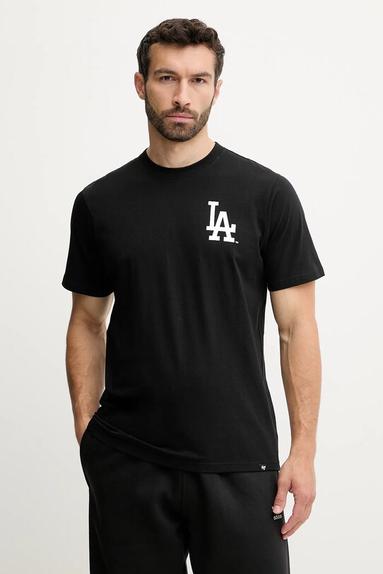 47 brand t-shirt bawełniany MLB Los Angeles Dodgers nadruk czarny BB012TMBECT657654JK