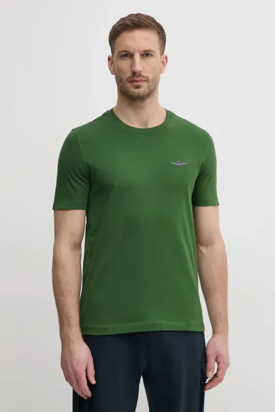 Aeronautica Militare tricou din bumbac melanj verde TS2376J592