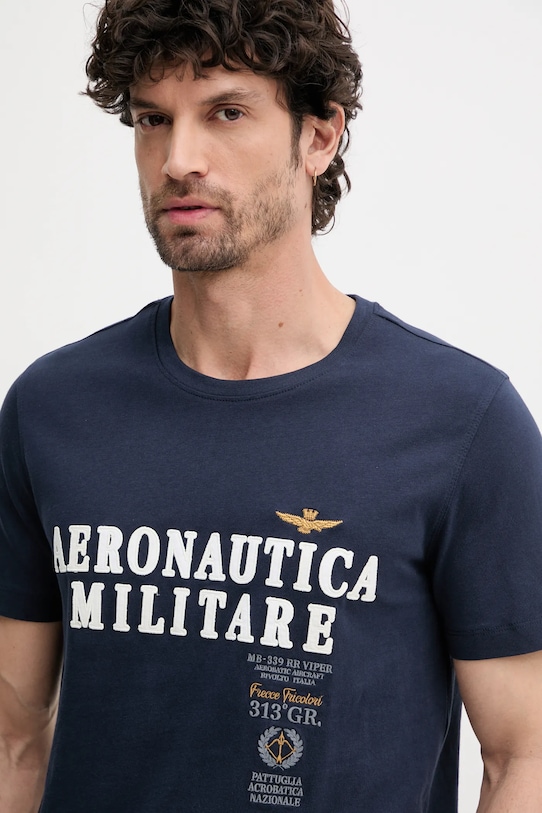 Odzież Aeronautica Militare t-shirt bawełniany TS2401J592 granatowy