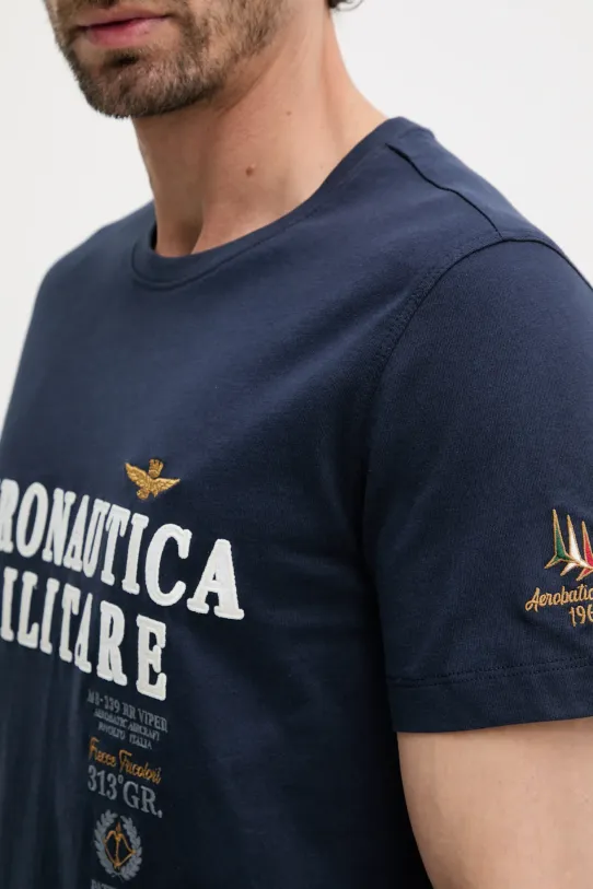 Bavlněné tričko Aeronautica Militare námořnická modř TS2401J592