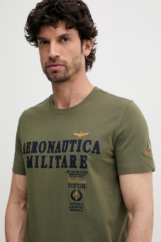 Хлопковая футболка Aeronautica Militare зелёный TS2401J592