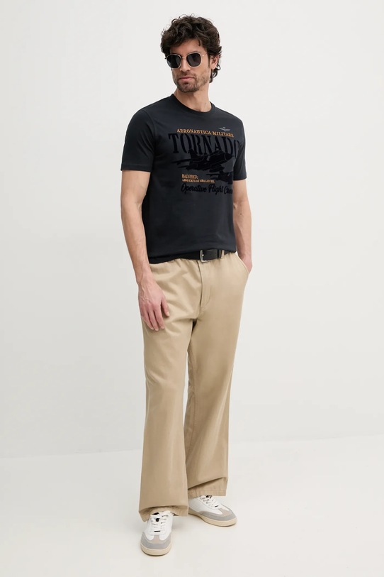 Бавовняна футболка Aeronautica Militare TS2405J641 чорний SS25