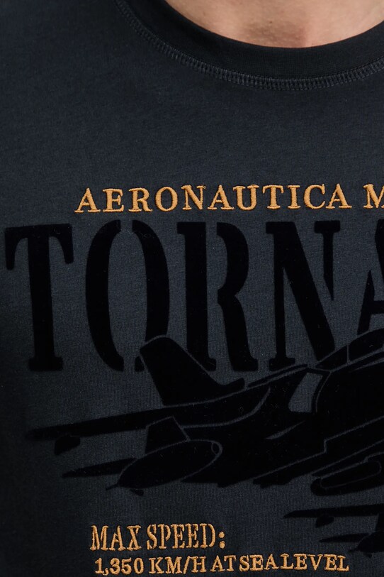 Aeronautica Militare tricou din bumbac negru TS2405J641