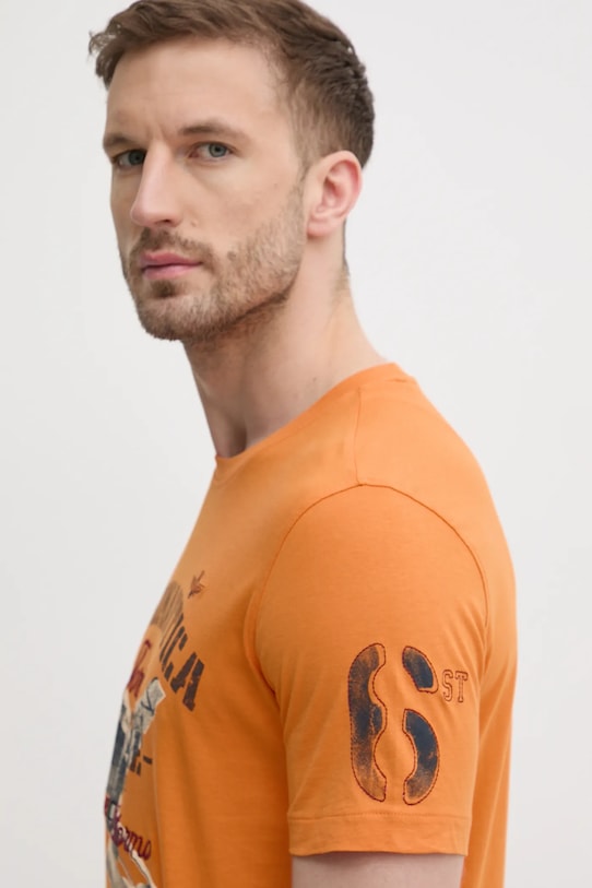 Bavlnené tričko Aeronautica Militare oranžová TS2406J641