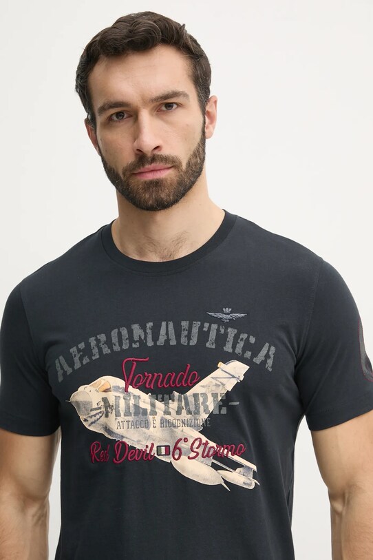 Aeronautica Militare tricou din bumbac negru TS2406J641
