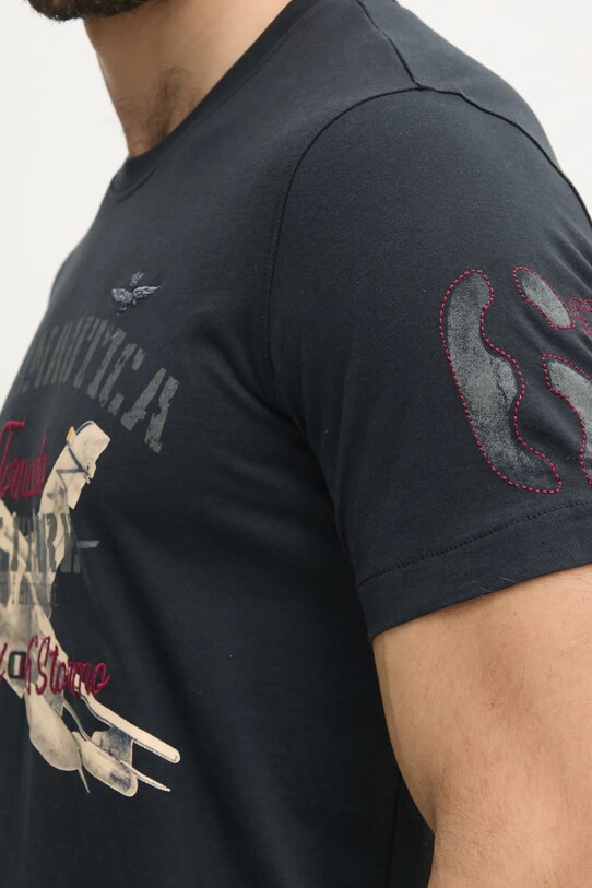 Aeronautica Militare tricou din bumbac TS2406J641 negru