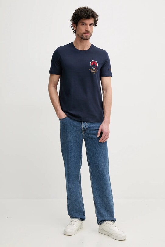 Bavlněné tričko Aeronautica Militare TS2408J592 námořnická modř SS25