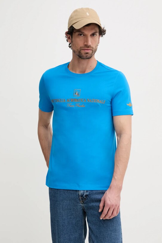 Aeronautica Militare t-shirt bawełniany regular niebieski TS2410J592