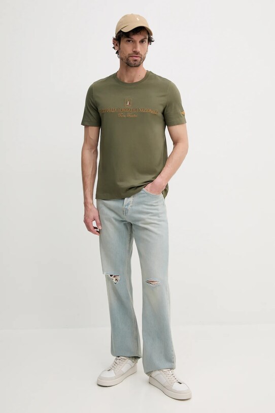 Bavlněné tričko Aeronautica Militare TS2410J592 zelená SS25