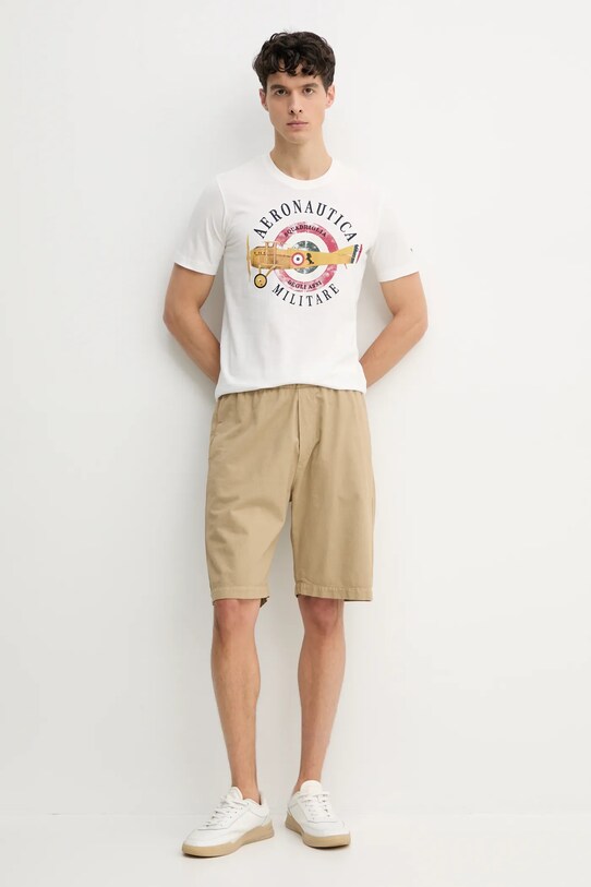 Βαμβακερό μπλουζάκι Aeronautica Militare TS2414J641 λευκό SS25