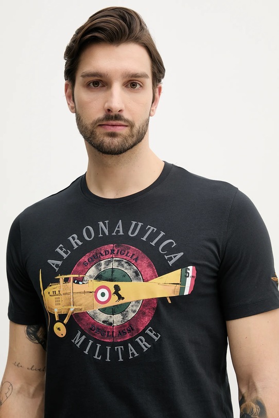 Aeronautica Militare tricou din bumbac negru TS2414J641