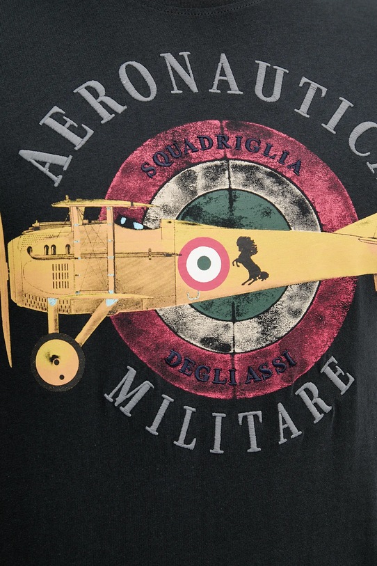 Aeronautica Militare tricou din bumbac TS2414J641 negru