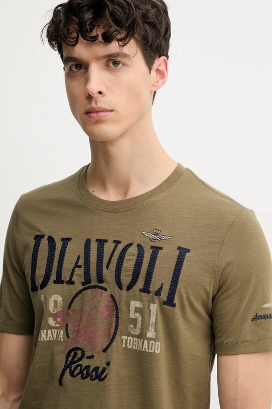 Aeronautica Militare tricou din bumbac verde TS2422J686