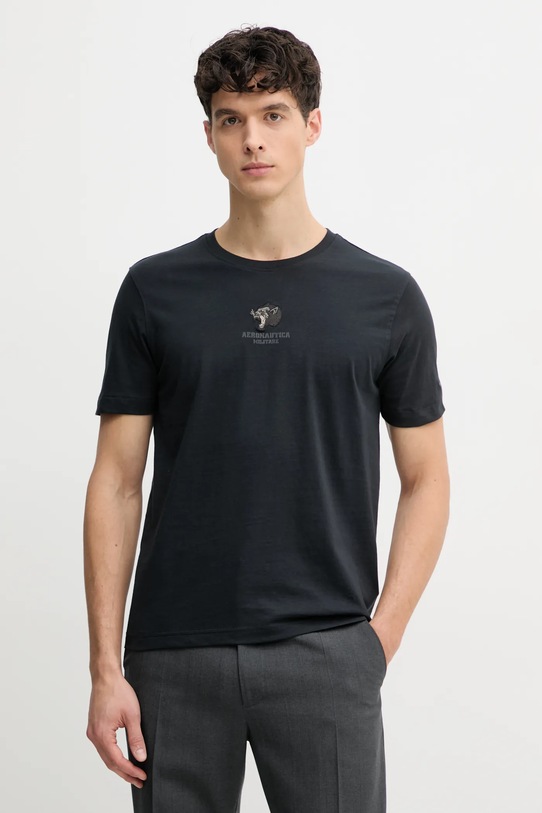 Хлопковая футболка Aeronautica Militare хлопок тёмно-синий TS2424J641