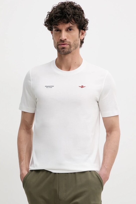 Βαμβακερό μπλουζάκι Aeronautica Militare βαμβάκι μπεζ TS2429J634