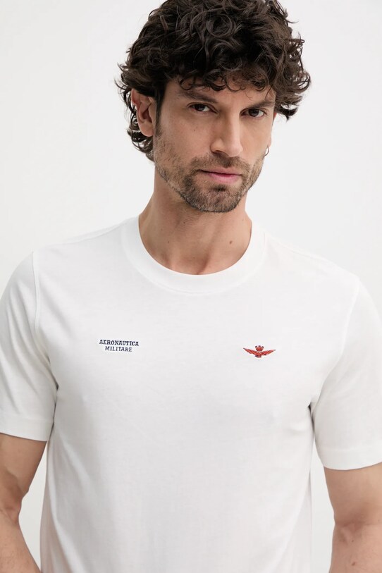 Βαμβακερό μπλουζάκι Aeronautica Militare μπεζ TS2429J634