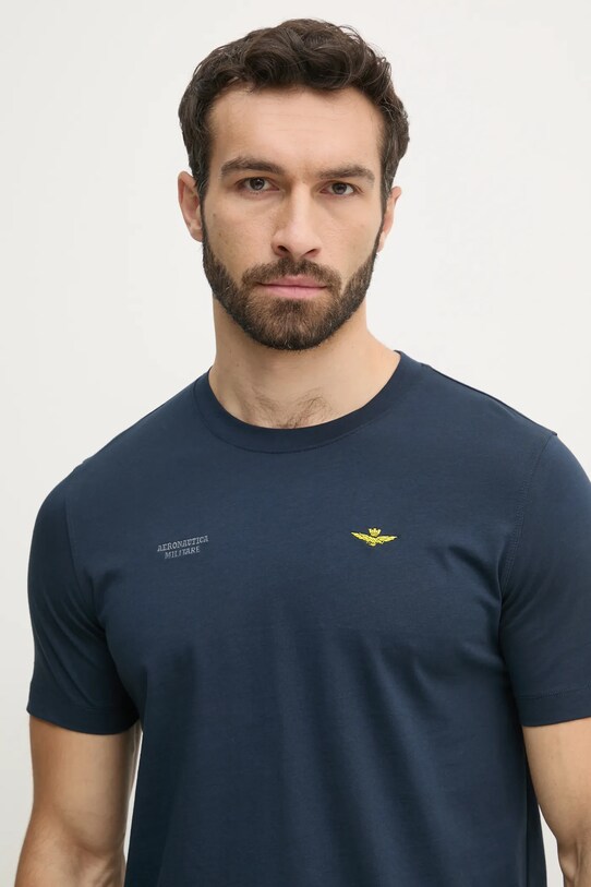 Βαμβακερό μπλουζάκι Aeronautica Militare σκούρο μπλε TS2429J634