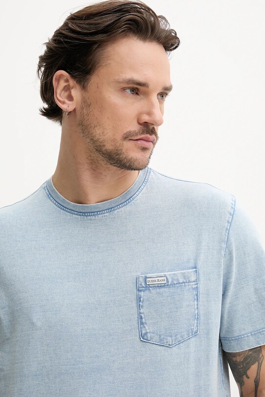 Хлопковая футболка Guess Jeans голубой M5GI50.KCTG1