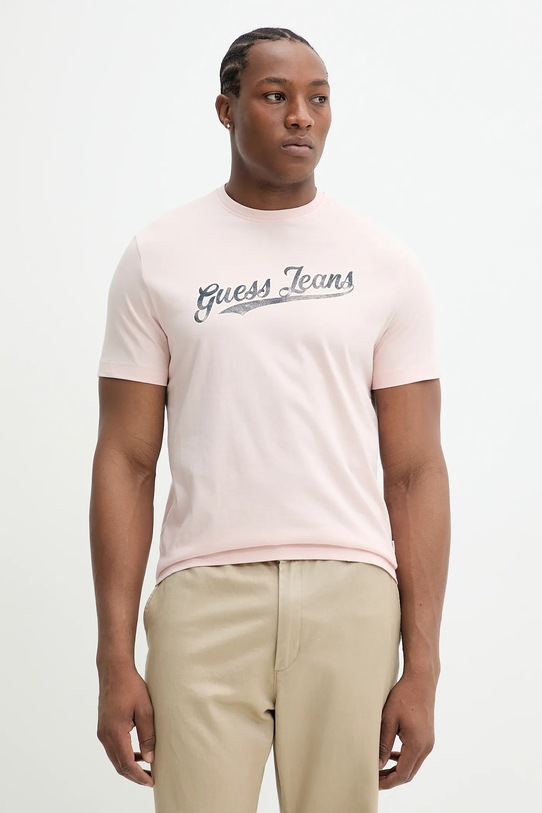 Guess Jeans tricou din bumbac print roz M5GI54.K8FQ4