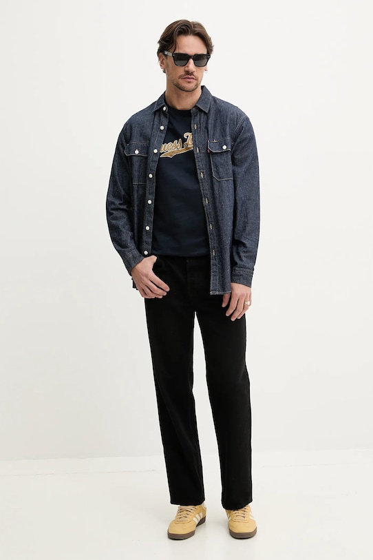 Guess Jeans tricou din bumbac M5GI54.K8FQ4 bleumarin SS25