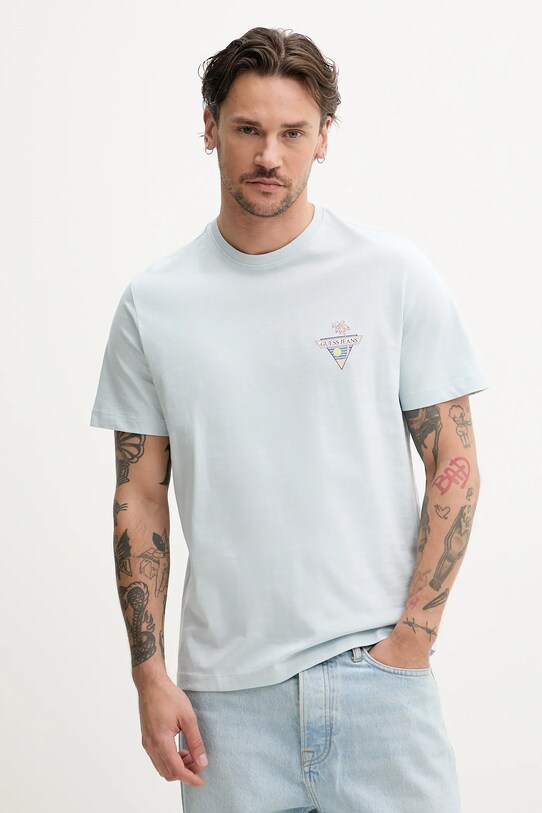 Guess Jeans tricou din bumbac print albastru M5GI55.K8FQ4