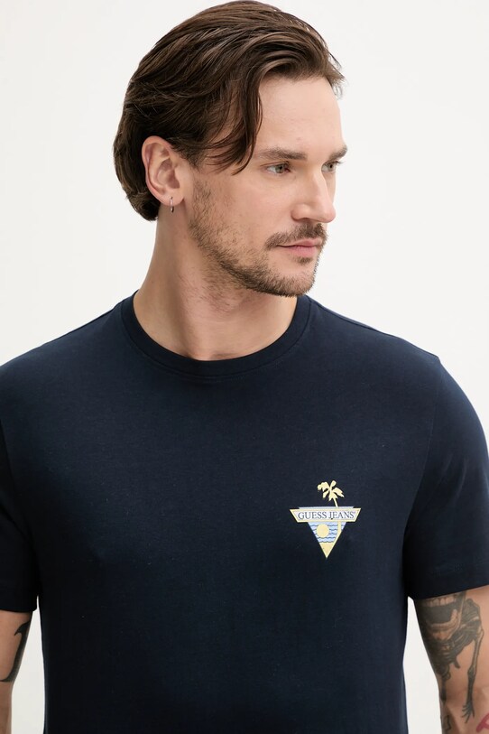 Одежда Хлопковая футболка Guess Jeans M5GI55.K8FQ4 тёмно-синий