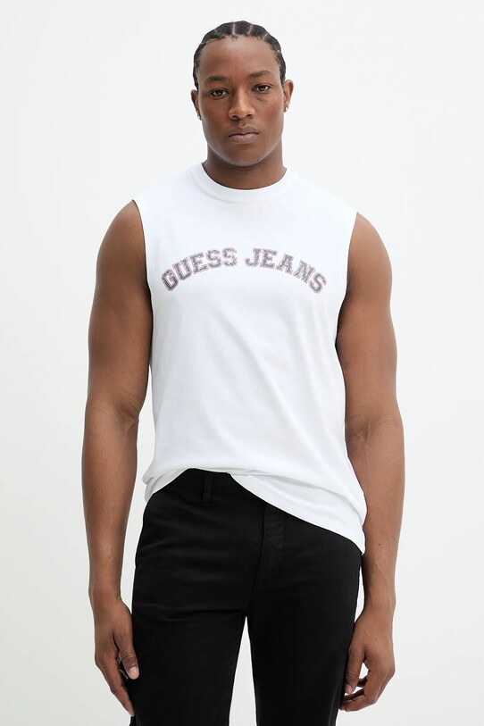 Guess Jeans tricou din bumbac print alb M5GP31.K8HM0