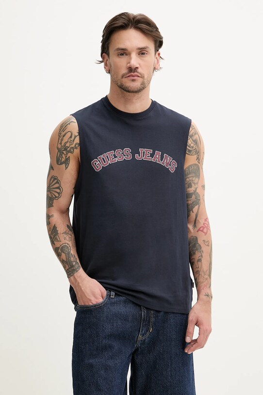 Guess Jeans t-shirt bawełniany nadruk granatowy M5GP31.K8HM0