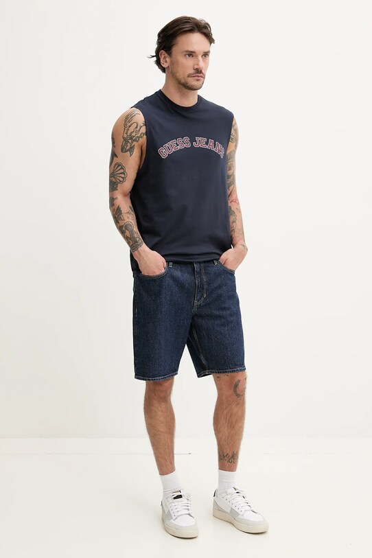 Guess Jeans t-shirt bawełniany M5GP31.K8HM0 granatowy SS25