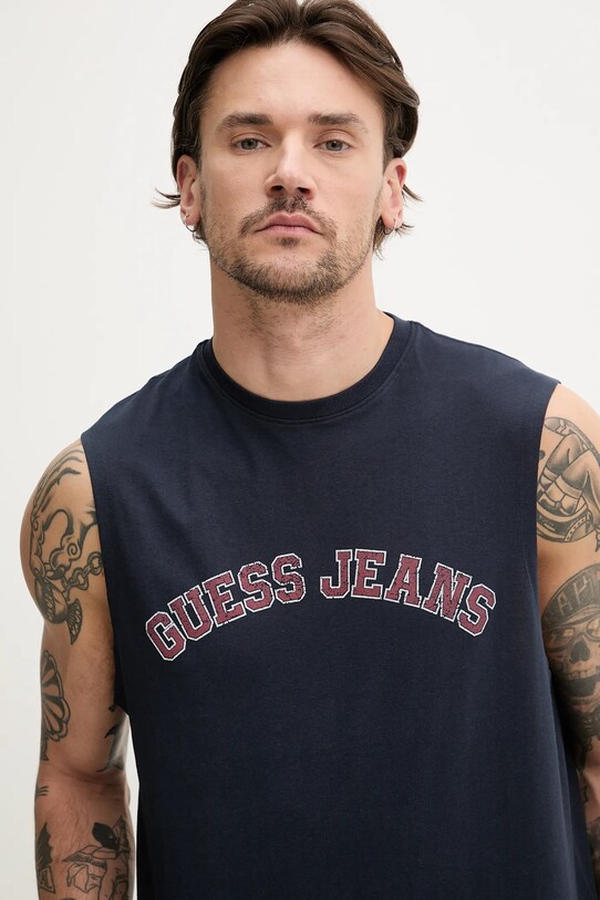 Guess Jeans t-shirt bawełniany granatowy M5GP31.K8HM0