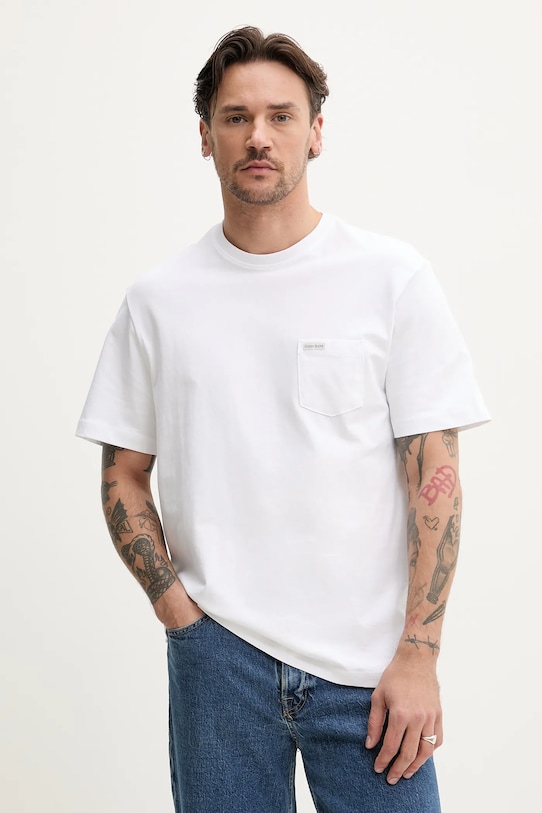 Bavlnené tričko Guess Jeans jednofarebný biela M5RI74.K8FQ4