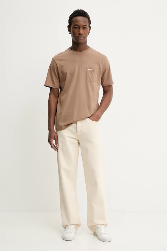 Бавовняна футболка Guess Jeans M5RI74.K8FQ4 коричневий AW25