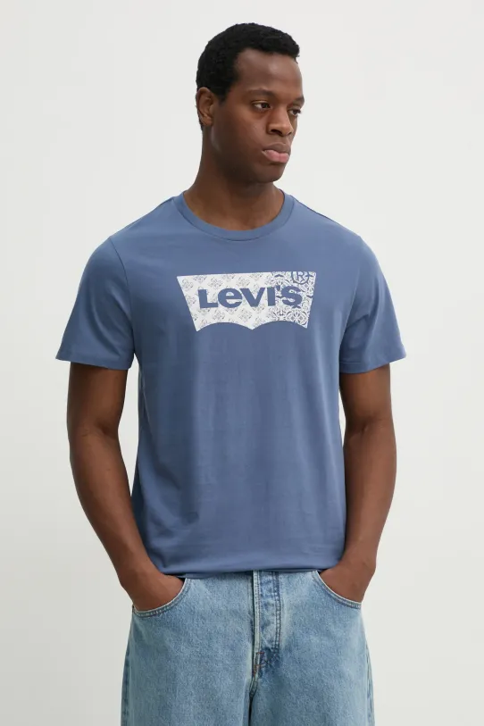 Levi's t-shirt bawełniany GRAPHIC CREWNECK TEE nadruk niebieski 22491.1812