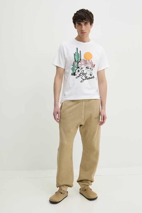 Levi's tricou din bumbac GRAPHIC CREWNECK TEE 22491.1833 alb SS25