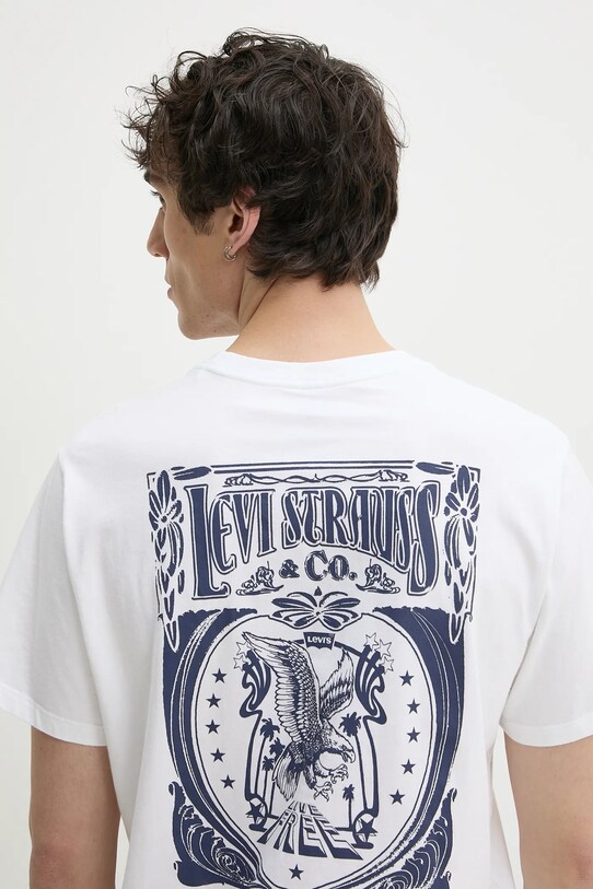 Levi's tricou din bumbac GRAPHIC CREWNECK TEE 22491.1855 alb