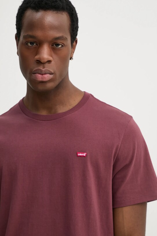 Bavlněné tričko Levi's SS ORIGINAL HM TEE burgundské 56605.0199