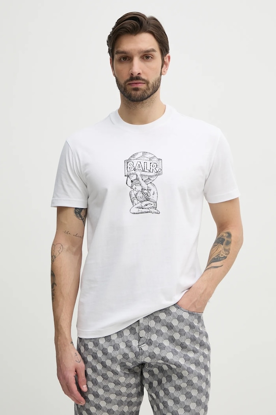 BALR. t-shirt bawełniany nadruk biały B1112.1292