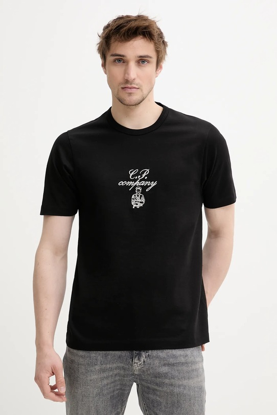 Bavlnené tričko C.P. Company nášivka čierna 18CMTS109A110301W