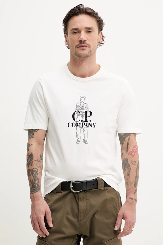C.P. Company t-shirt bawełniany regular biały 18CMTS288A006057O