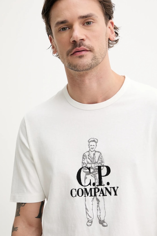 C.P. Company t-shirt bawełniany biały 18CMTS288A006057O