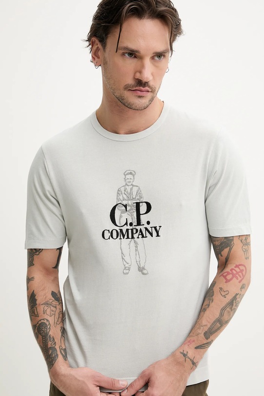 Bavlnené tričko C.P. Company sivá 18CMTS288A006057O