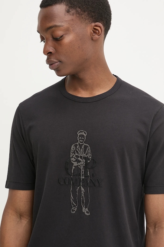 C.P. Company t-shirt bawełniany czarny 18CMTS288A006057O