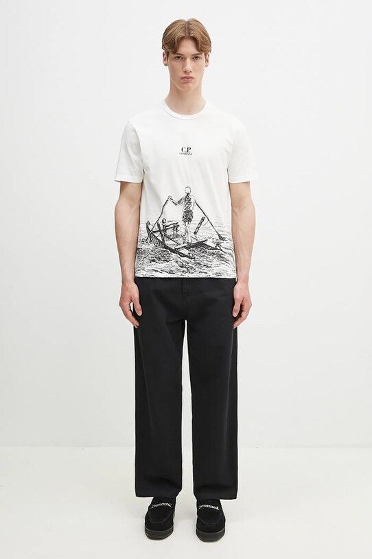 Бавовняна футболка C.P. Company 18CMTS318A005431G бежевий