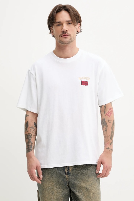 Dickies tricou din bumbac print alb DK0A4Z8T0WH1