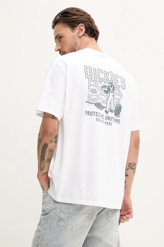 Βαμβακερό μπλουζάκι Dickies βαμβάκι λευκό DK0A4Z8R0WH1