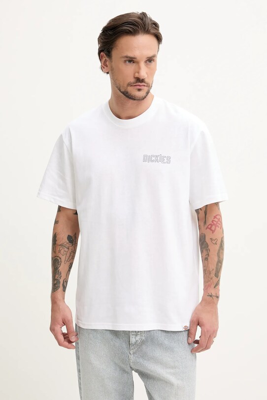 Βαμβακερό μπλουζάκι Dickies DK0A4Z8R0WH1 λευκό SS25