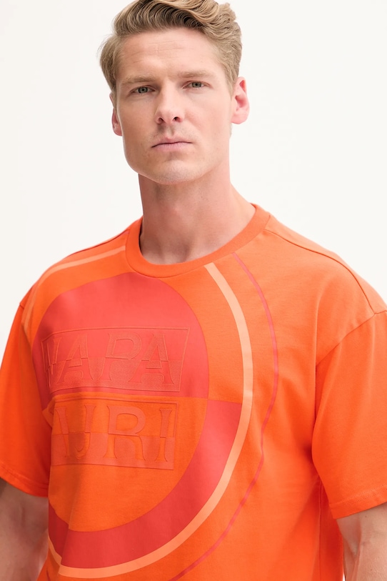 Napapijri t-shirt bawełniany S-Tusco pomarańczowy NP0A4IEEA001