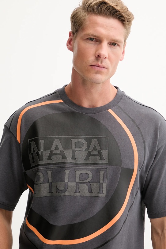 Napapijri t-shirt bawełniany S-Tusco szary NP0A4IEEH981