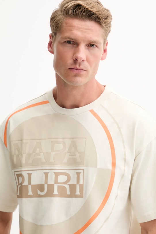 Napapijri t-shirt bawełniany S-Tusco beżowy NP0A4IEEN1J1