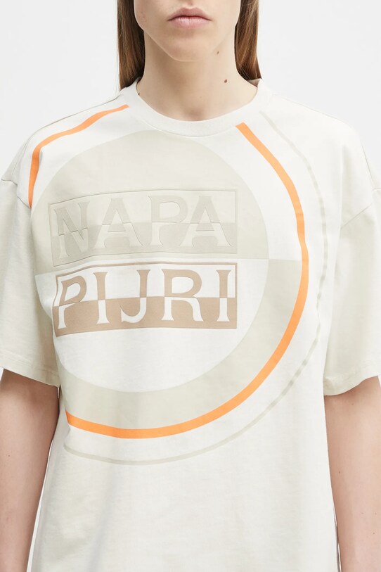 Napapijri t-shirt bawełniany S-Tusco beżowy NP0A4IEEN1J1